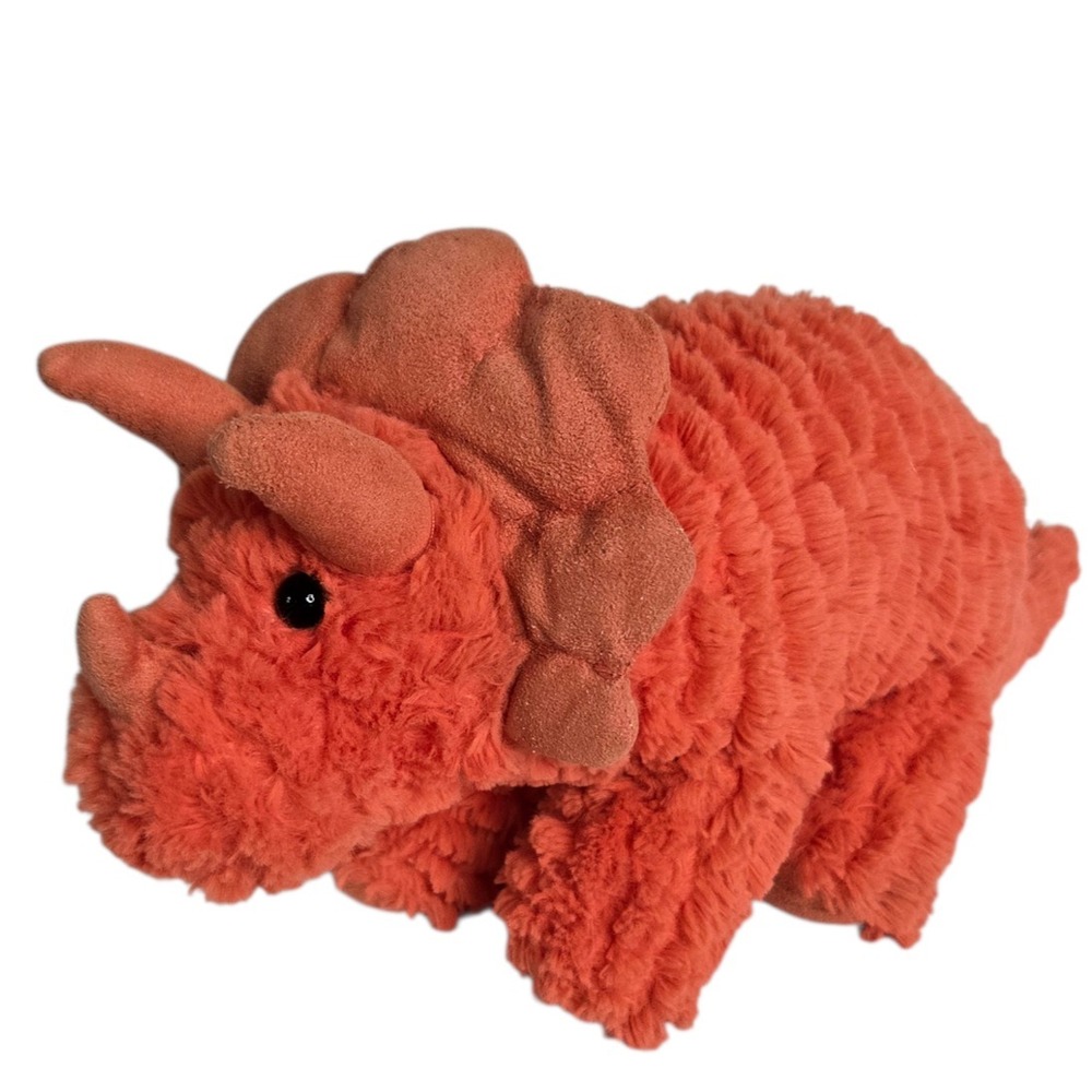Manhattan Toy Triceratops Dinosaur Plush 14"‎ Orange Prehistoric Stuffed Animal